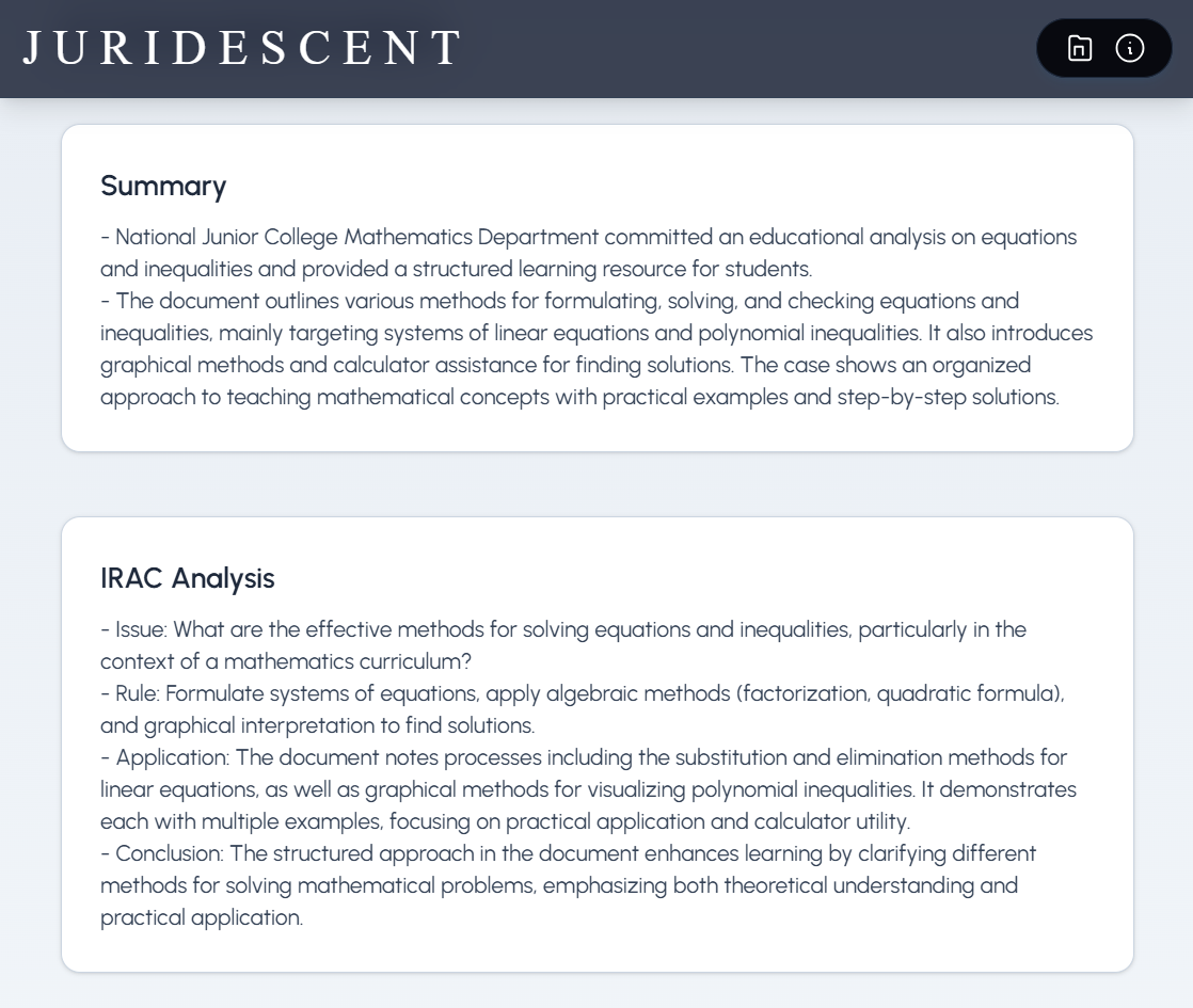 Example of hallucinated legal output on a math PDF